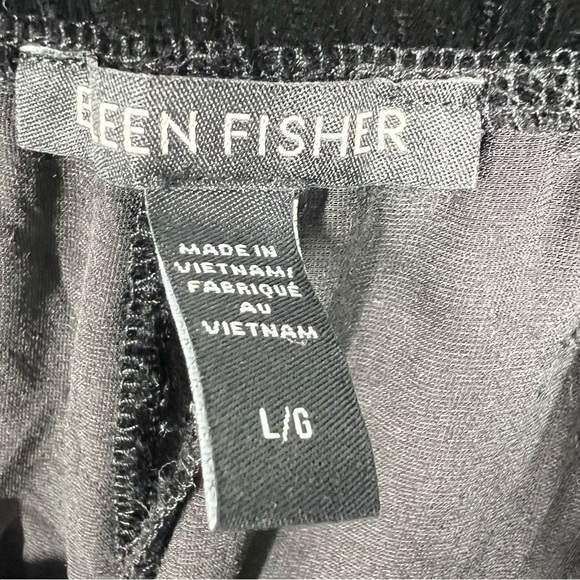 EILEEN FISHER Black Silk Blend Crushed Velvet Taper Leg Elastic Waist Pants - Picture 4 of 5